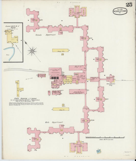 Sanborn Fire Insurance Map from Norristown, Montgomery County, Pennsylvania (1896), Sheet #0025 - Historic Sanborn Fire Insurance Map Print, vintage old map wall art, antique decor, genealogy gift, Pennsylvania Pennsylvania map
