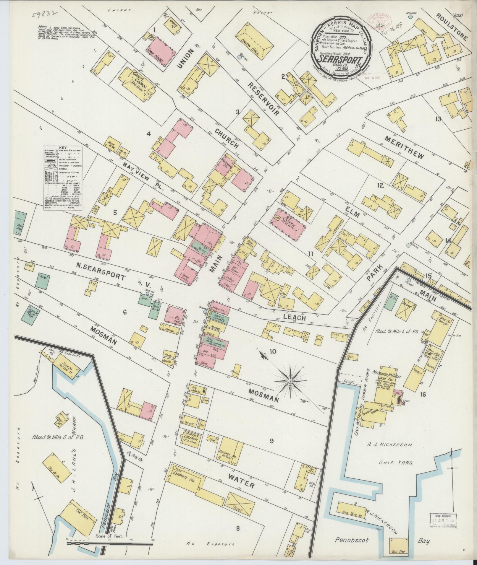 Sanborn Fire Insurance Map from Searsport, Waldo County, Maine. (1895) – Historic Sanborn Fire Insurance Map Print