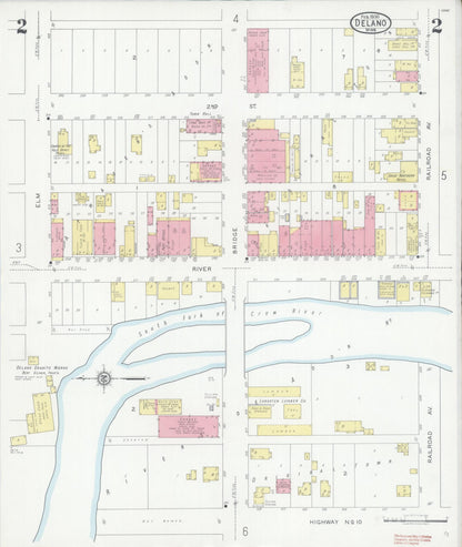 Sanborn Fire Insurance Map from Delano, Wright County, Minnesota (1930), Sheet #0002 - Historic Sanborn Fire Insurance Map Print, vintage old map wall art, antique decor, genealogy gift, Minnesota Minnesota map