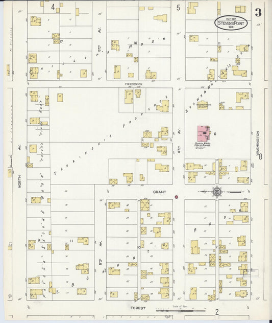 Sanborn Fire Insurance Map from Stevens Point, Portage County, Wisconsin (1912), Sheet #0003 - Historic Sanborn Fire Insurance Map Print, vintage old map wall art, antique decor, genealogy gift, Wisconsin Wisconsin map