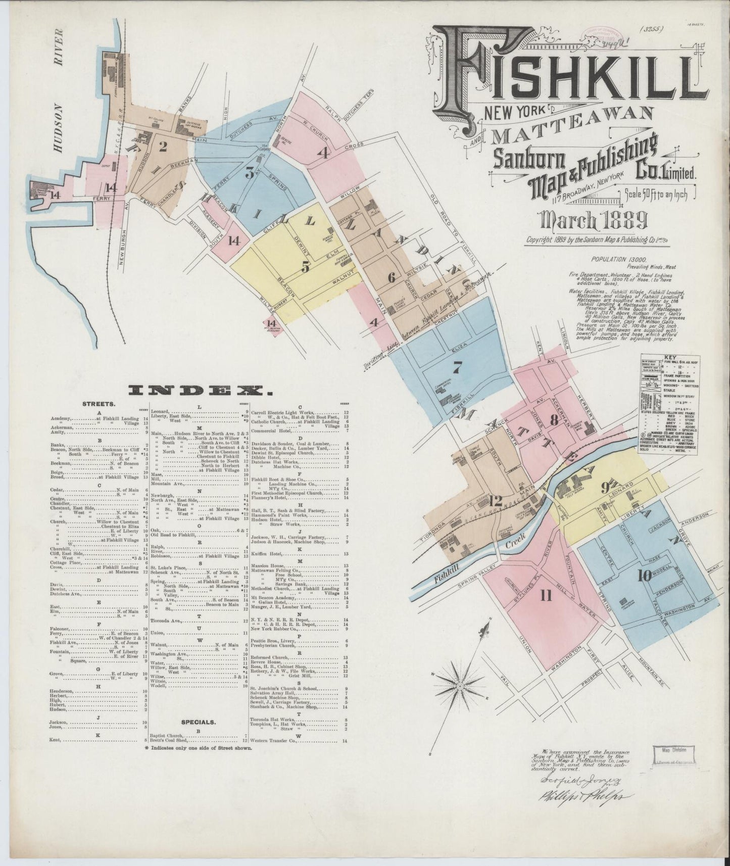 Sanborn Fire Insurance Map from Fishkill-on-the-hudson, Dutchess County, New York. (1889) – Historic Sanborn Fire Insurance Map Print