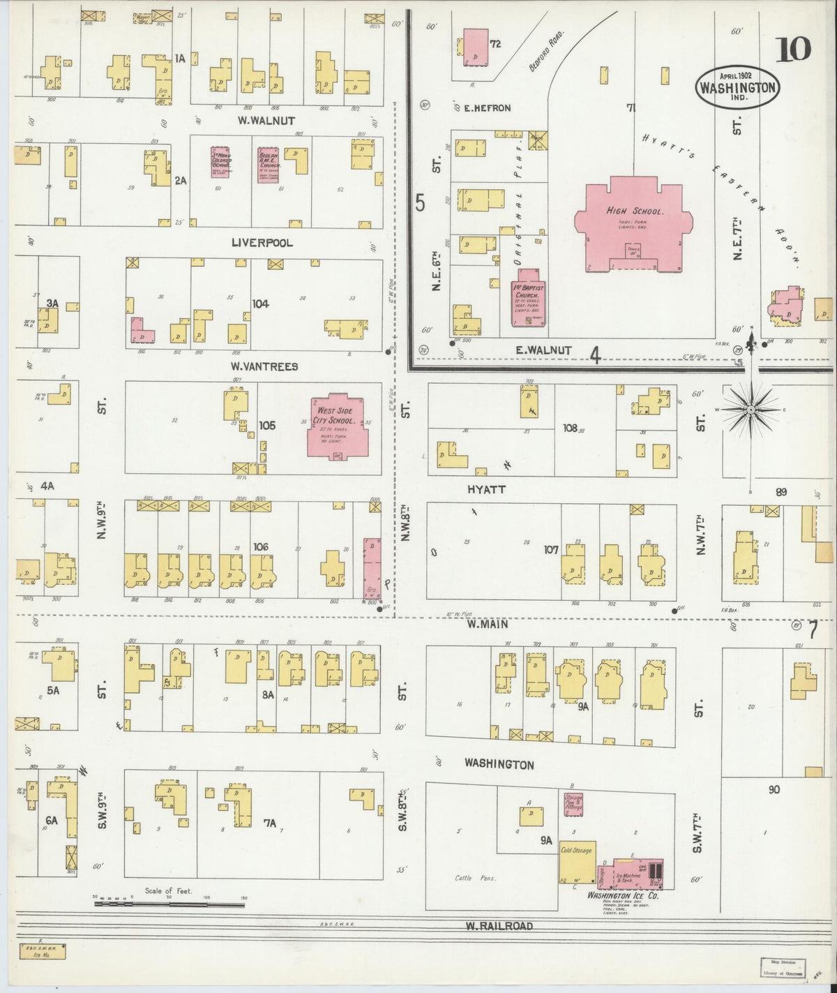 Sanborn Fire Insurance Map from Washington, Daviess County, Indiana (1902), Sheet #0010 - Complete Map Set gallery image, historic Sanborn map, vintage wall art, Washington Washington