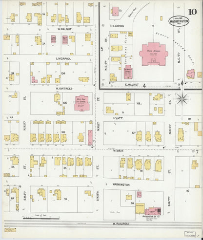 Sanborn Fire Insurance Map from Washington, Daviess County, Indiana (1902), Sheet #0010 - Complete Map Set gallery image, historic Sanborn map, vintage wall art, Washington Washington