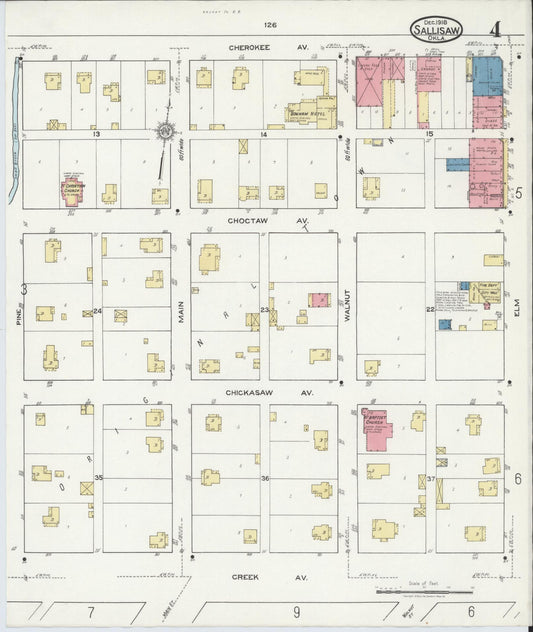 Sanborn Fire Insurance Map from Sallisaw, Sequoyah County, Oklahoma (1918), Sheet #0004 - Historic Sanborn Fire Insurance Map Print, vintage old map wall art, antique decor, genealogy gift, Oklahoma Oklahoma map