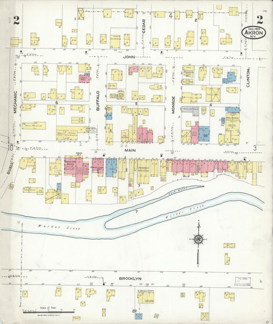 Sanborn Fire Insurance Map from Akron, Erie County, New York (1923), Sheet #0002 - Historic Sanborn Fire Insurance Map Print, vintage old map wall art, antique decor, genealogy gift, New York New York map