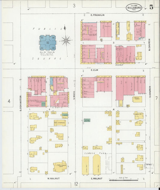 Sanborn Fire Insurance Map from Hillsboro, Hill County, Texas (1900), Sheet #0005 - Historic Sanborn Fire Insurance Map Print, vintage old map wall art, antique decor, genealogy gift, Texas Texas map