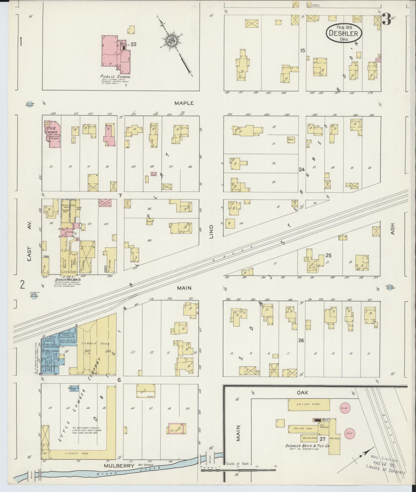 Sanborn Fire Insurance Map from Deshler, Henry County, Ohio (1915), Sheet #0003 - Historic Sanborn Fire Insurance Map Print, vintage old map wall art, antique decor, genealogy gift, Ohio Ohio map