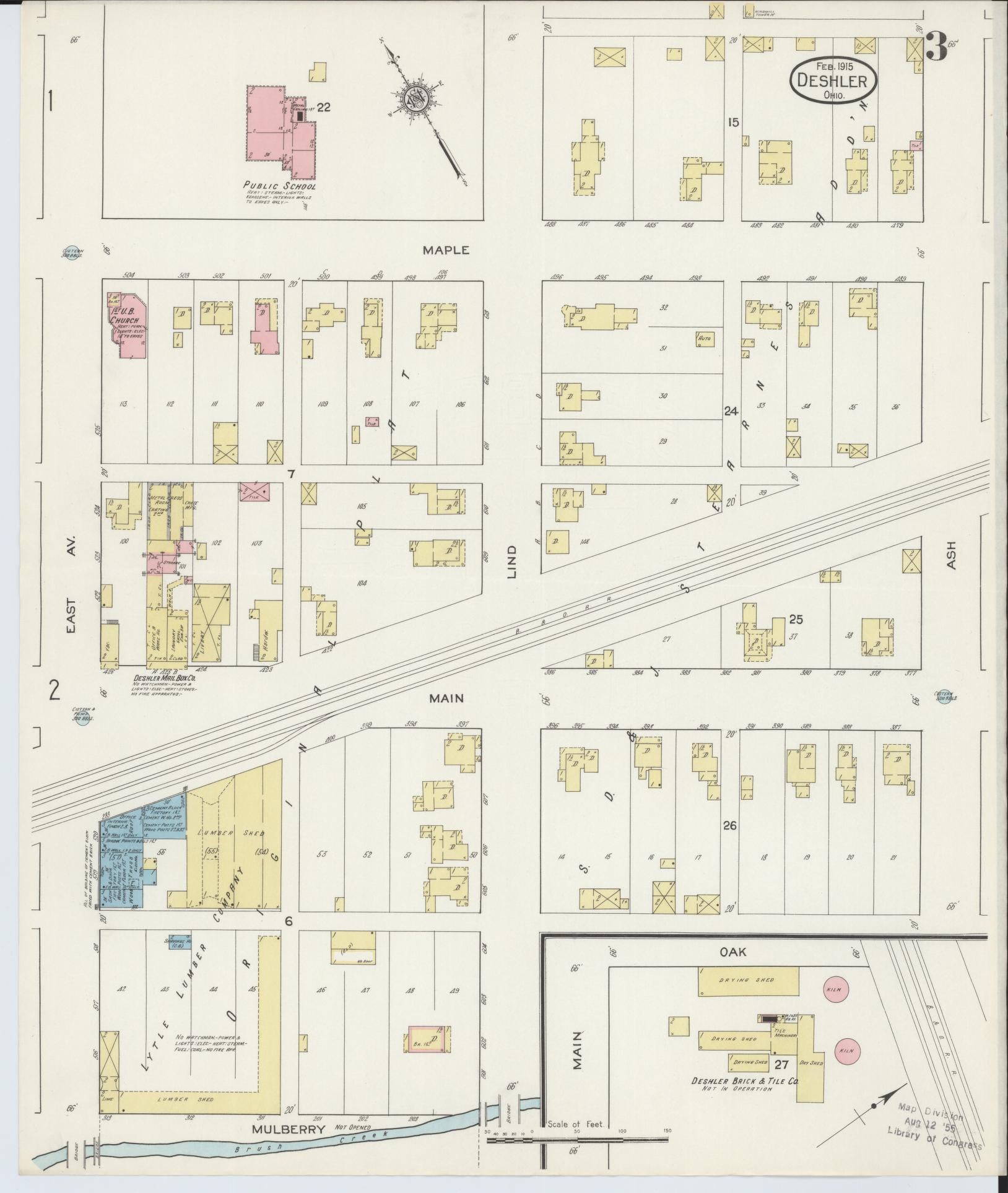 Sanborn Fire Insurance Map from Deshler, Henry County, Ohio (1915), Sheet #0003 - Historic Sanborn Fire Insurance Map Print, vintage old map wall art, antique decor, genealogy gift, Ohio Ohio map