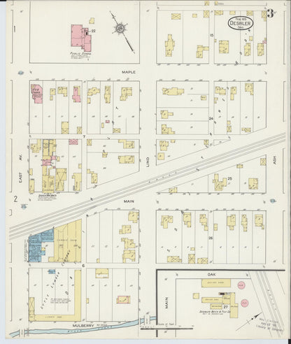 Sanborn Fire Insurance Map from Deshler, Henry County, Ohio (1915), Sheet #0003 - Historic Sanborn Fire Insurance Map Print, vintage old map wall art, antique decor, genealogy gift, Ohio Ohio map