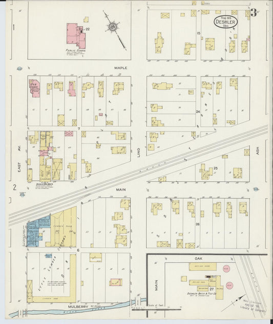 Sanborn Fire Insurance Map from Deshler, Henry County, Ohio (1915), Sheet #0003 - Historic Sanborn Fire Insurance Map Print, vintage old map wall art, antique decor, genealogy gift, Ohio Ohio map