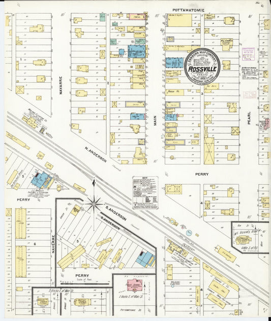 Sanborn Fire Insurance Map from Rossville, Shawnee County, Kansas (1905), Sheet #0001 - Historic Sanborn Fire Insurance Map Print, vintage old map wall art, antique decor, genealogy gift, Kansas Kansas map
