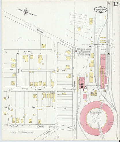 Sanborn Fire Insurance Map from Bluefield, Mercer County, West Virginia (1910), Sheet #0012 - Complete Map Set gallery image, historic Sanborn map, vintage wall art, West Virginia West Virginia