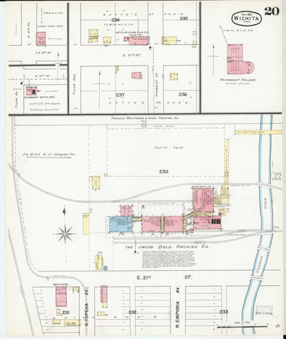 Sanborn Fire Insurance Map from Wichita, Sedgwick County, Kansas (1892), Sheet #0020 - Complete Map Set gallery image, historic Sanborn map, vintage wall art, Kansas Kansas