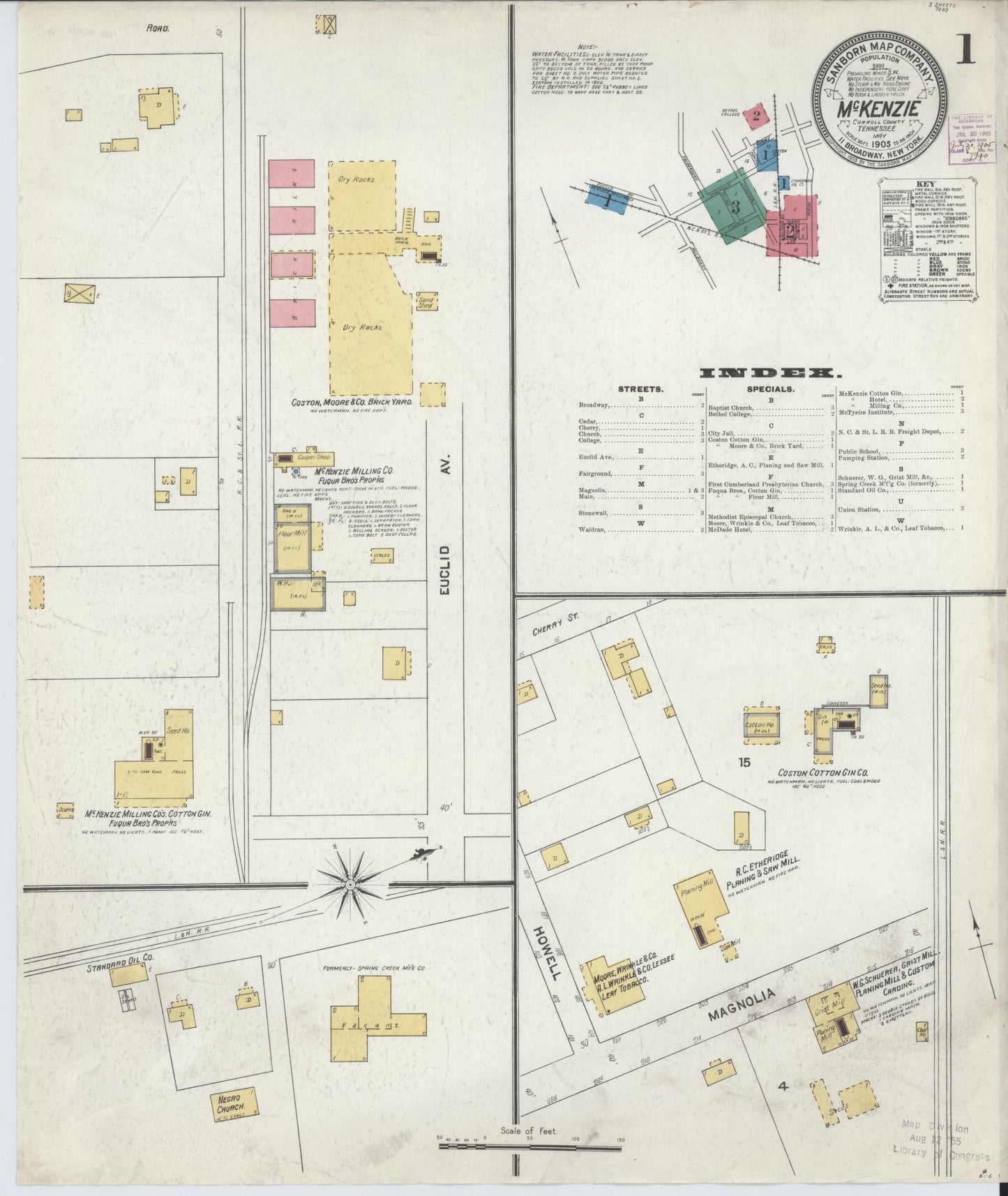 Sanborn Fire Insurance Map from McKenzie, Carroll County, Tennessee. (1905) – Historic Sanborn Fire Insurance Map Print