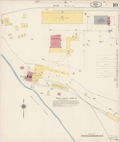 Sanborn Fire Insurance Map from Bend, Deschutes County, Oregon (1917), Sheet #0010 - Complete Map Set gallery image, historic Sanborn map, vintage wall art, Oregon Oregon