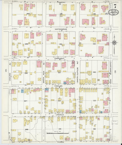 Sanborn Fire Insurance Map from Laredo, Webb County, Texas (1916), Sheet #0007 - Complete Map Set gallery image, historic Sanborn map, vintage wall art, Texas Texas