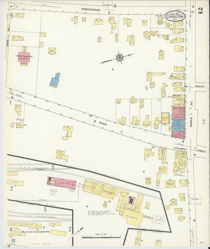 Sanborn Fire Insurance Map from Cohocton, Steuben County, New York (1913), Sheet #0002 - Historic Sanborn Fire Insurance Map Print, vintage old map wall art, antique decor, genealogy gift, New York New York map