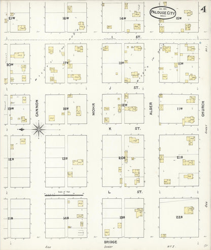 Sanborn Fire Insurance Map from Palouse City, Whitman County, Washington (1891), Sheet #0004 - Complete Map Set gallery image, historic Sanborn map, vintage wall art, Washington Washington