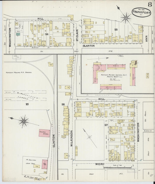 Sanborn Fire Insurance Map from Frankfort, Franklin County, Kentucky (1890), Sheet #0008 - Historic Sanborn Fire Insurance Map Print, vintage old map wall art, antique decor, genealogy gift, Kentucky Kentucky map