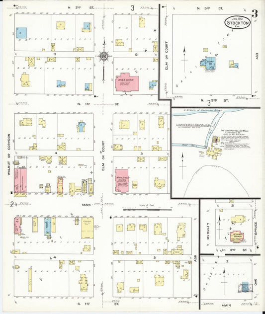 Sanborn Fire Insurance Map from Stockton, Rooks County, Kansas (1912), Sheet #0003 - Historic Sanborn Fire Insurance Map Print, vintage old map wall art, antique decor, genealogy gift, Kansas Kansas map