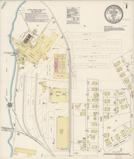 Sanborn Fire Insurance Map from Doty, Lewis County, Washington (1914), Sheet #0001 - Complete Map Set gallery image, historic Sanborn map, vintage wall art, Washington Washington