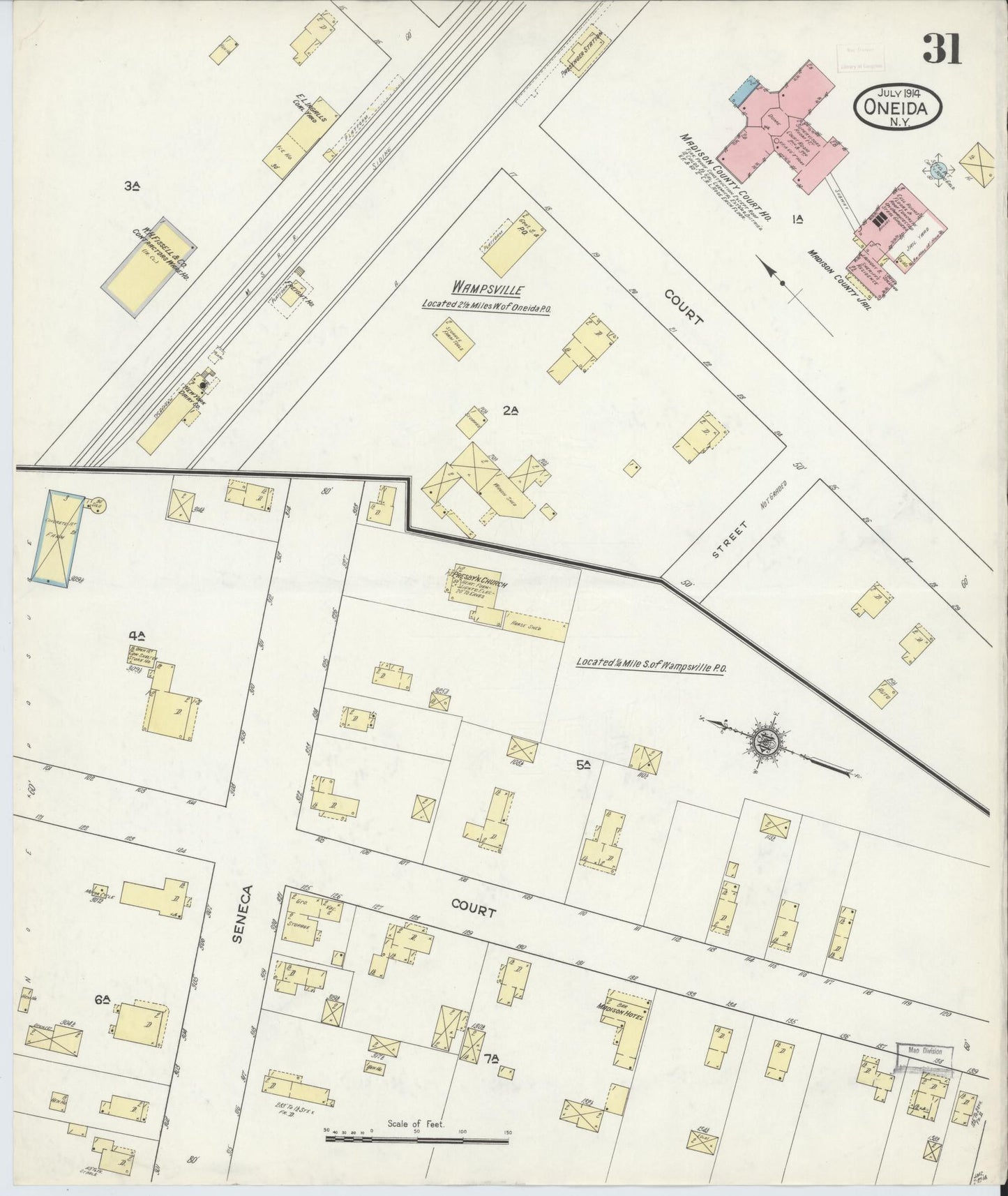 Sanborn Fire Insurance Map from Oneida, Madison County, New York (1914), Sheet #0031 - Complete Map Set gallery image, historic Sanborn map, vintage wall art, New York New York
