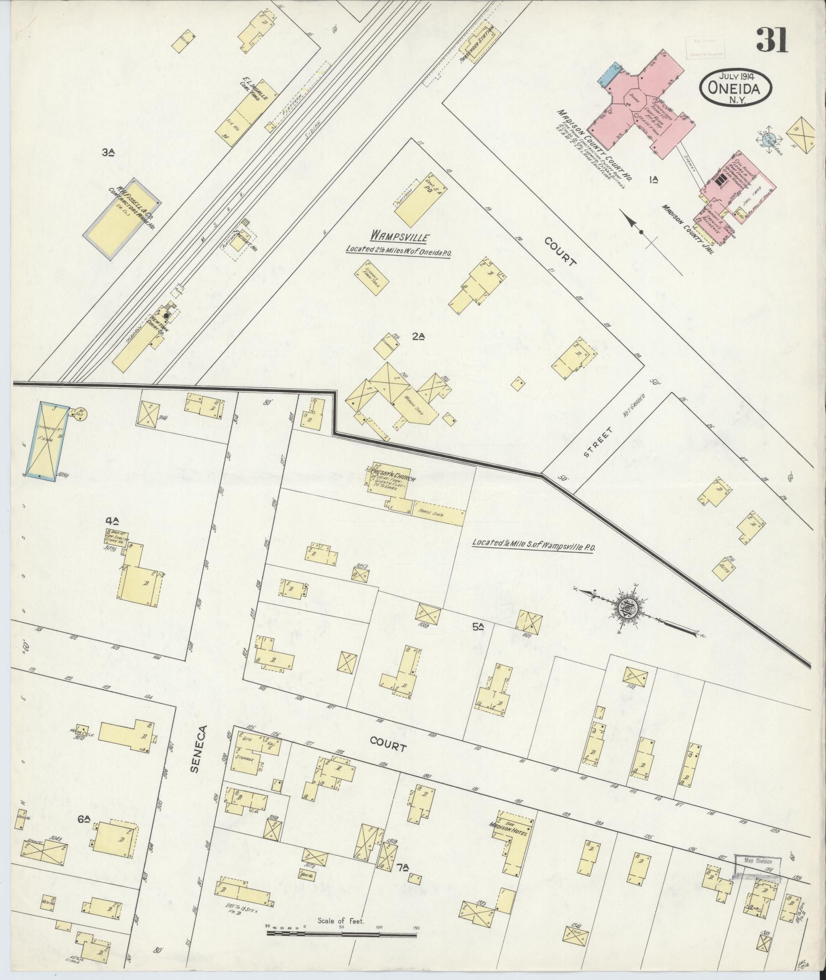 Sanborn Fire Insurance Map from Oneida, Madison County, New York (1914), Sheet #0031 - Complete Map Set gallery image, historic Sanborn map, vintage wall art, New York New York