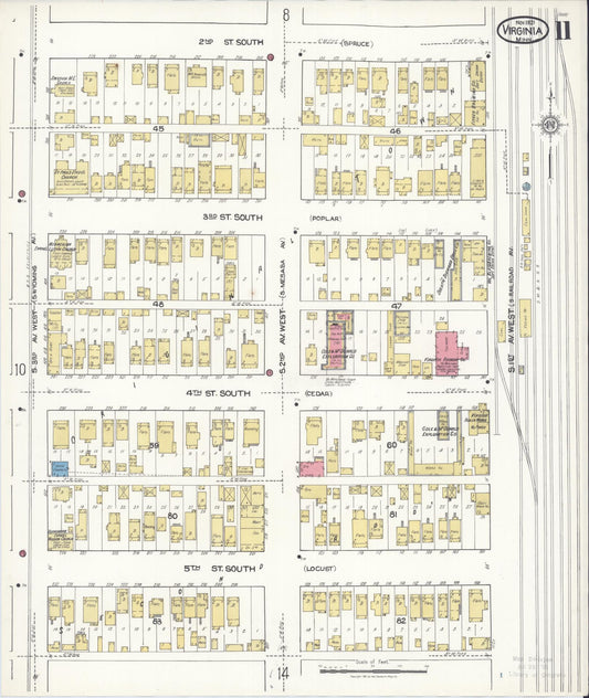 Sanborn Fire Insurance Map from Virginia, Saint Louis County, Minnesota (1921), Sheet #0011 - Historic Sanborn Fire Insurance Map Print, vintage old map wall art, antique decor, genealogy gift, Minnesota Minnesota map