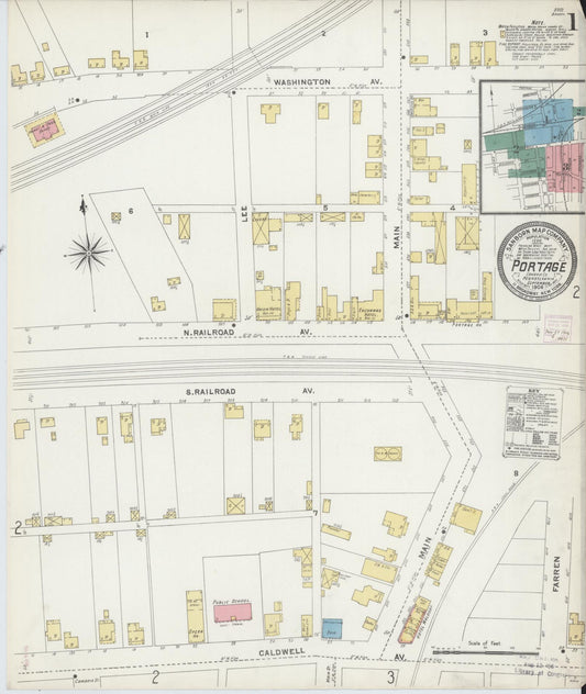 Sanborn Fire Insurance Map from Portage, Cambria County, Pennsylvania (1906), Sheet #0001 - Historic Sanborn Fire Insurance Map Print, vintage old map wall art, antique decor, genealogy gift, Pennsylvania Pennsylvania map