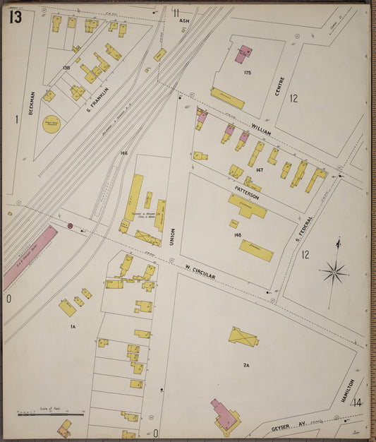 Sanborn Fire Insurance Map from Saratoga, Saratoga County, New York (1900), Sheet #0013 - Historic Sanborn Fire Insurance Map Print, vintage old map wall art, antique decor, genealogy gift, New York New York map
