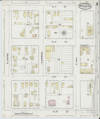 Sanborn Fire Insurance Map from Brainerd, Crow Wing County, Minnesota (1889), Sheet #0003 - Complete Map Set gallery image, historic Sanborn map, vintage wall art, Minnesota Minnesota