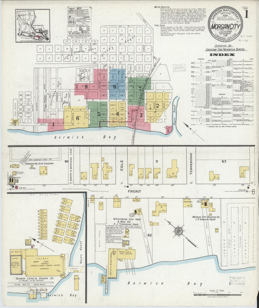Sanborn Fire Insurance Map from Morgan City, Saint Mary Parish, Louisiana. (1919) – Historic Sanborn Fire Insurance Map Print