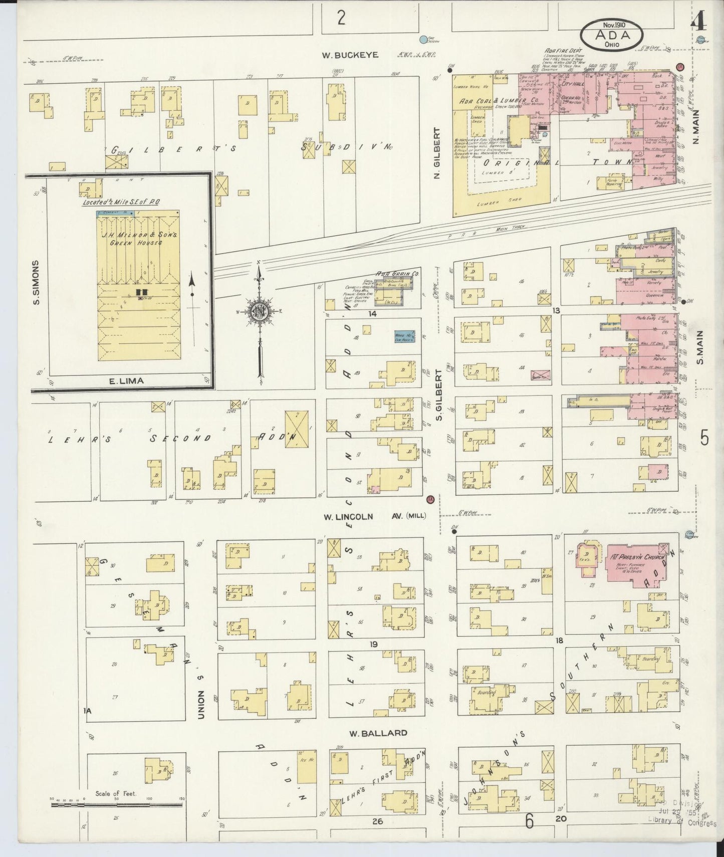 Sanborn Fire Insurance Map from Ada, Hardin County, Ohio (1910), Sheet #0004 - Complete Map Set gallery image, historic Sanborn map, vintage wall art, Ohio Ohio