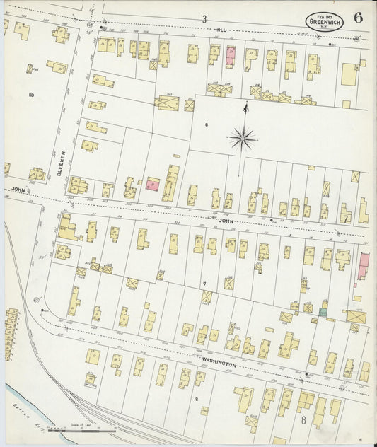Sanborn Fire Insurance Map from Greenwich, Washington County, New York (1907), Sheet #0006 - Historic Sanborn Fire Insurance Map Print, vintage old map wall art, antique decor, genealogy gift, New York New York map