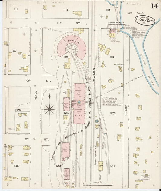Sanborn Fire Insurance Map from Sioux City, Woodbury County, Iowa (1886), Sheet #0014 - Historic Sanborn Fire Insurance Map Print, vintage old map wall art
