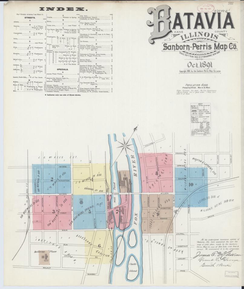 Sanborn Fire Insurance Map from Batavia, Kane County, Illinois. (1891) – Map View