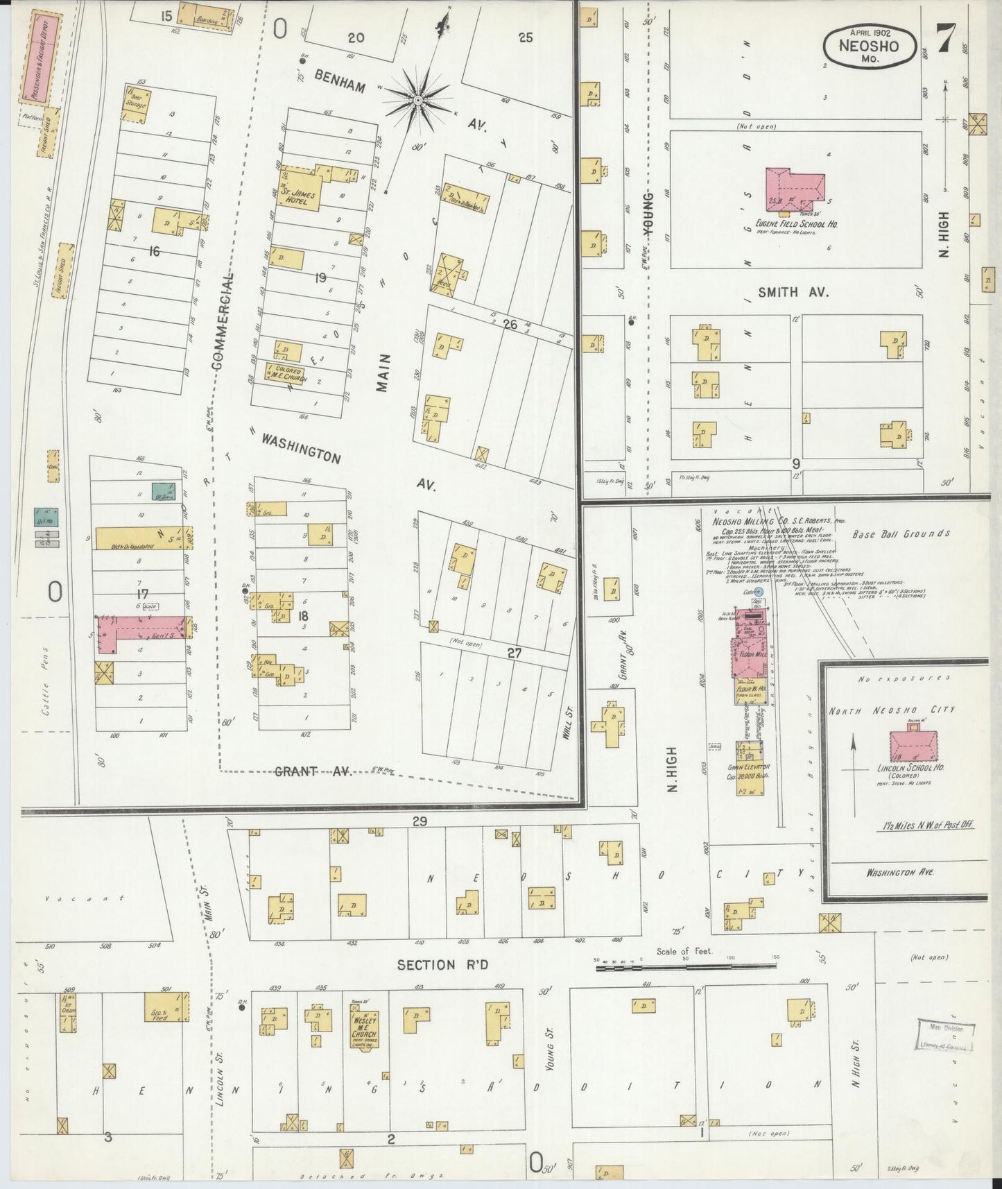 Sanborn Fire Insurance Map from Neosho, Newton County, Missouri (1902), Sheet #0007 - Complete Map Set gallery image, historic Sanborn map, vintage wall art, Missouri Missouri