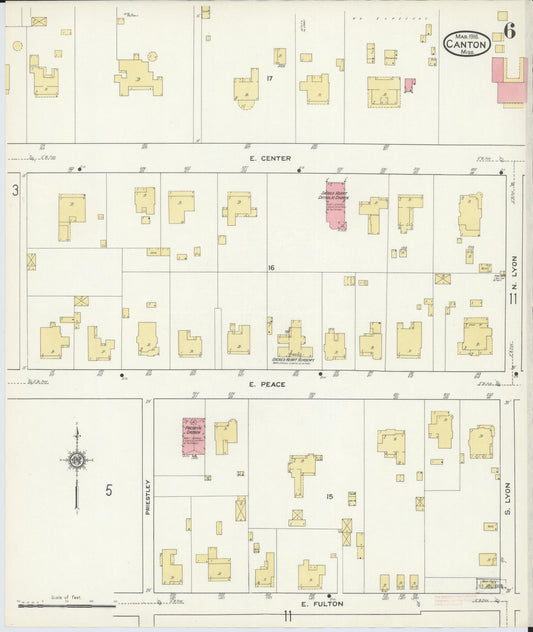 Sanborn Fire Insurance Map from Canton, Madison County, Mississippi (1916), Sheet #0006 - Historic Sanborn Fire Insurance Map Print, vintage old map wall art, antique decor, genealogy gift, Mississippi Mississippi map