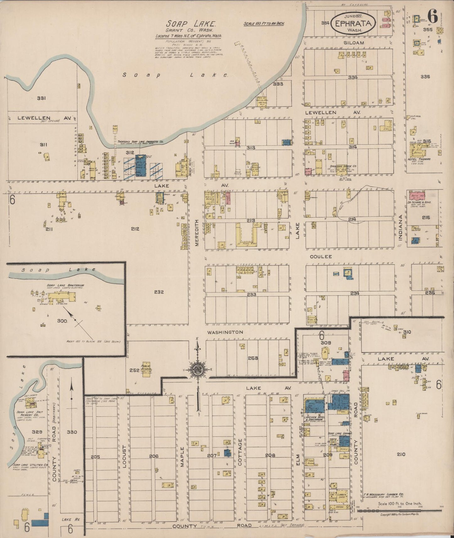 Sanborn Fire Insurance Map from Ephrata, Grant County, Washington (1922), Sheet #0006 - Complete Map Set gallery image, historic Sanborn map, vintage wall art, Washington Washington