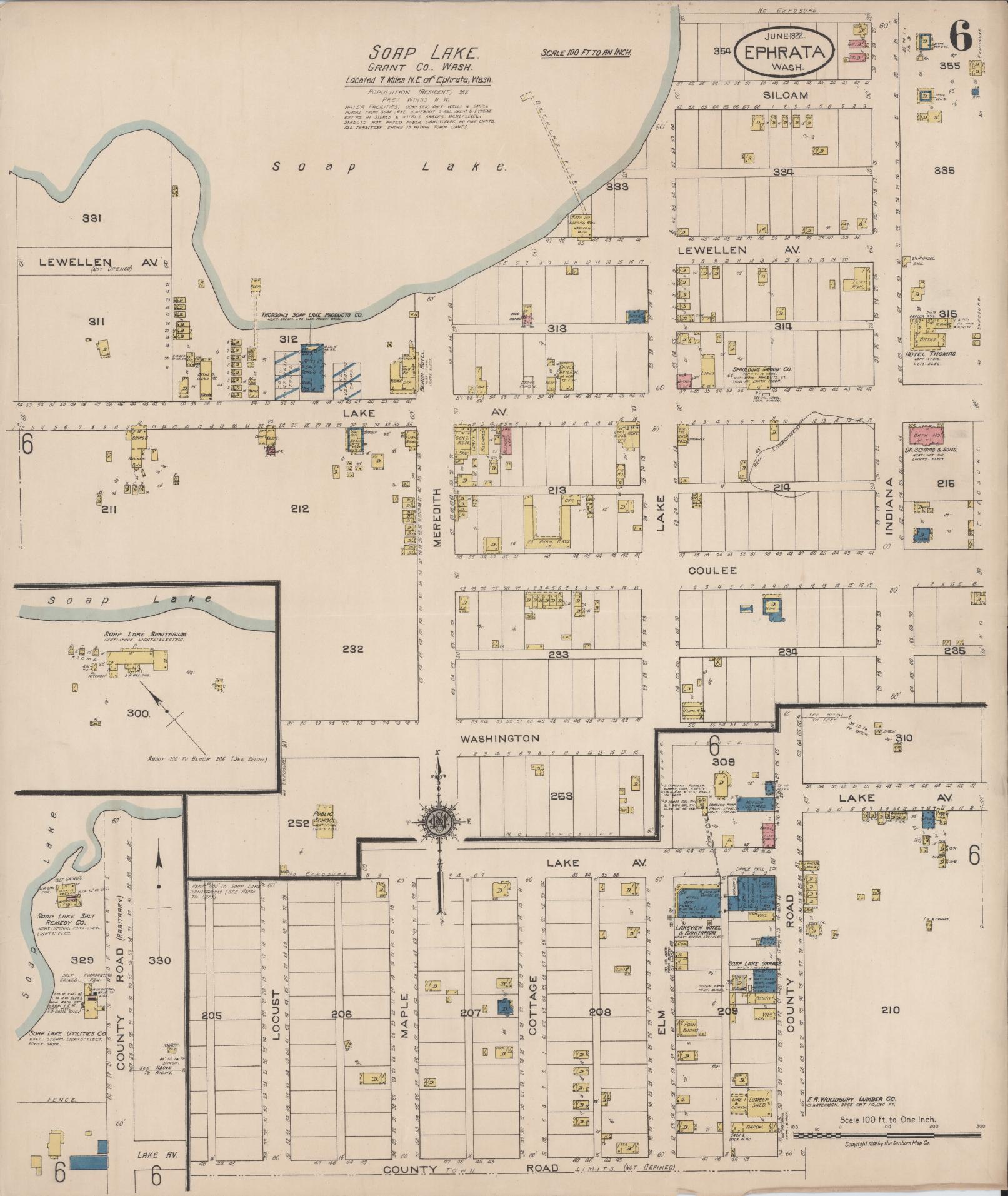 Sanborn Fire Insurance Map from Ephrata, Grant County, Washington (1922), Sheet #0006 - Complete Map Set gallery image, historic Sanborn map, vintage wall art, Washington Washington