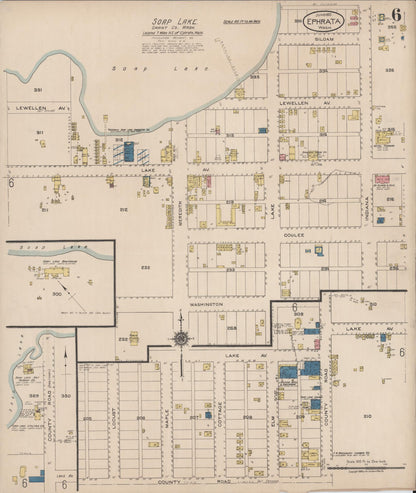 Sanborn Fire Insurance Map from Ephrata, Grant County, Washington (1922), Sheet #0006 - Complete Map Set gallery image, historic Sanborn map, vintage wall art, Washington Washington
