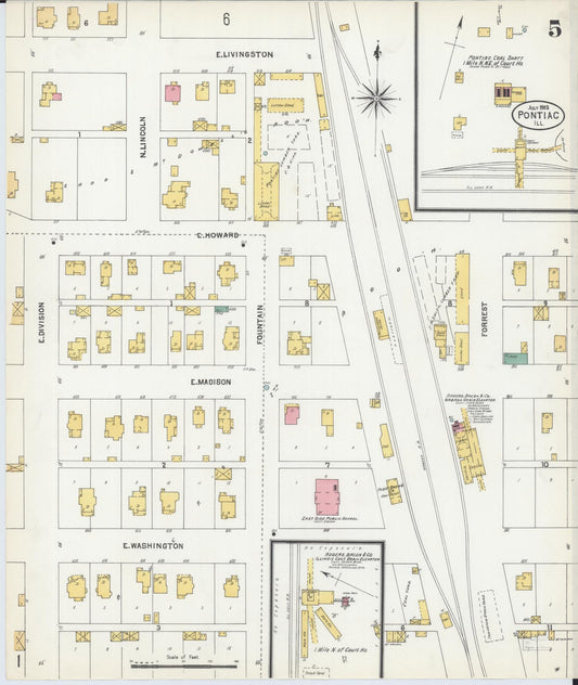 Sanborn Fire Insurance Map from Pontiac, Livingston County, Illinois (1903), Sheet #0005 - Historic Sanborn Fire Insurance Map Print, vintage old map wall art, antique decor, genealogy gift, Illinois Illinois map