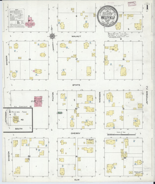 Sanborn Fire Insurance Map from Westfield, Clark County, Illinois (1910), Sheet #0001 - Historic Sanborn Fire Insurance Map Print, vintage old map wall art, antique decor, genealogy gift, Illinois Illinois map