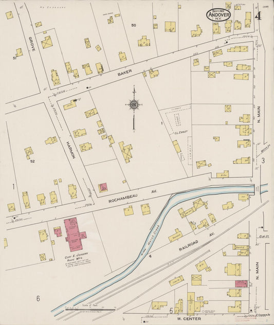 Sanborn Fire Insurance Map from Andover, Allegany County, New York (1922), Sheet #0004 - Historic Sanborn Fire Insurance Map Print, vintage old map wall art, antique decor, genealogy gift, New York New York map
