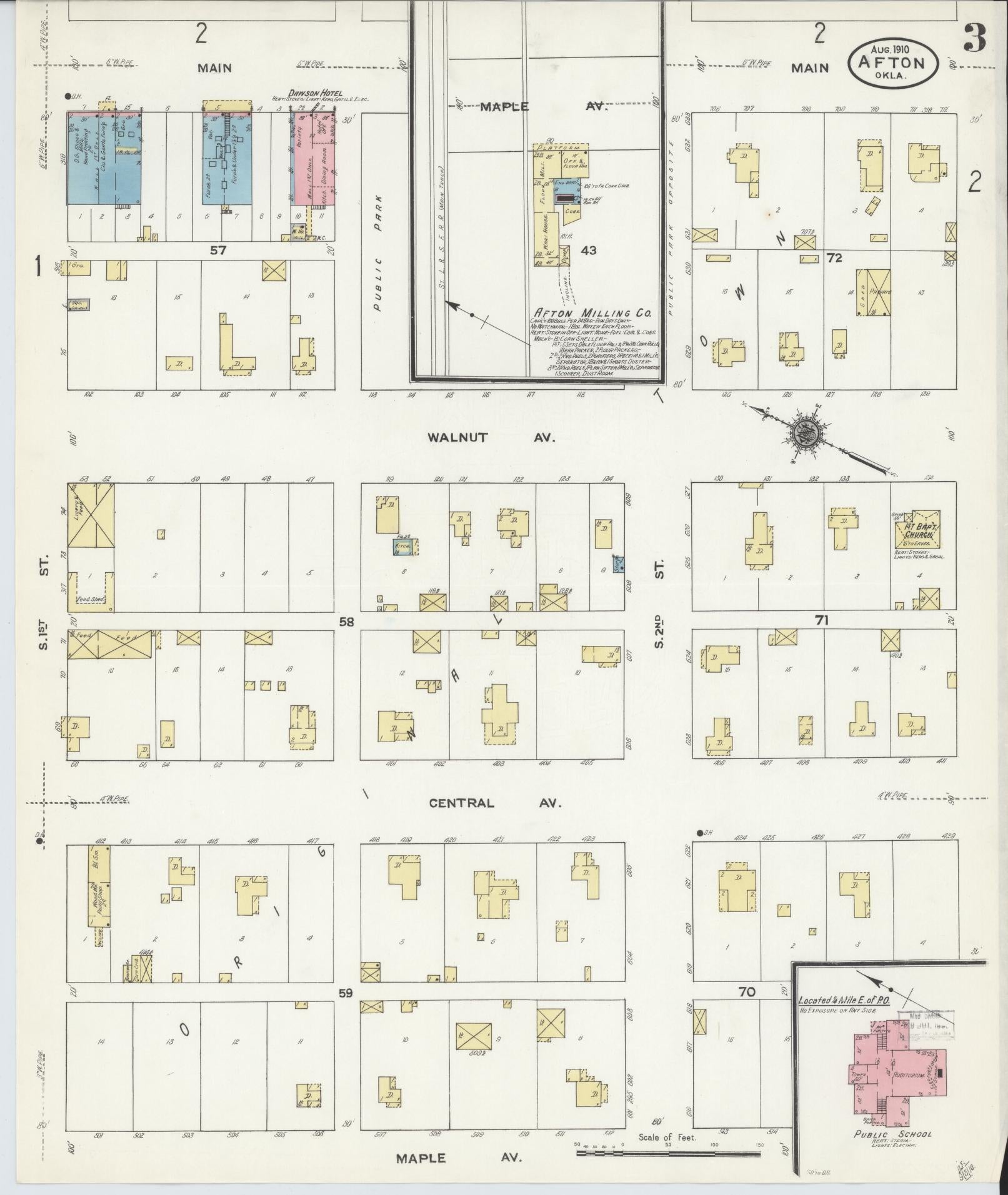 Sanborn Fire Insurance Map from Afton, Ottawa County, Oklahoma (1910), Sheet #0003 - Historic Sanborn Fire Insurance Map Print, vintage old map wall art, antique decor, genealogy gift, Oklahoma Oklahoma map