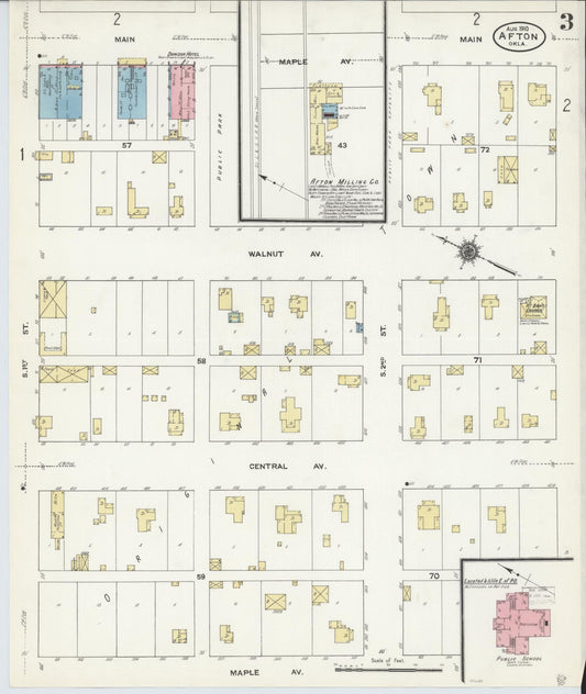 Sanborn Fire Insurance Map from Afton, Ottawa County, Oklahoma (1910), Sheet #0003 - Historic Sanborn Fire Insurance Map Print, vintage old map wall art, antique decor, genealogy gift, Oklahoma Oklahoma map