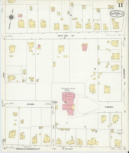 Sanborn Fire Insurance Map from Statesville, Iredell County, North Carolina (1911), Sheet #0011 - Complete Map Set gallery image, historic Sanborn map, vintage wall art, North Carolina North Carolina