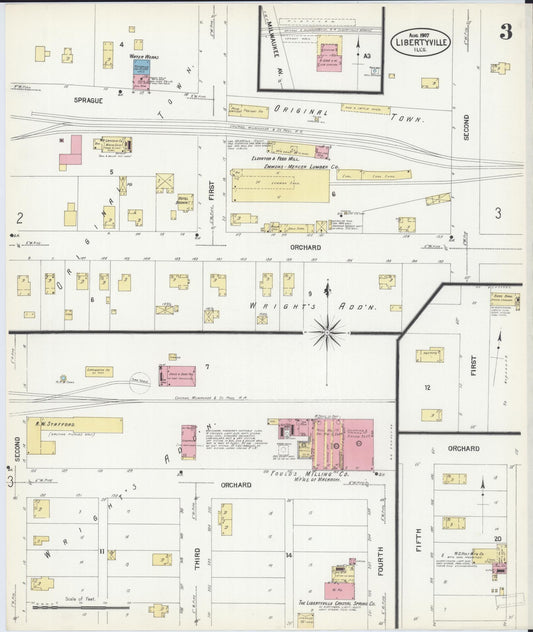 Sanborn Fire Insurance Map from Libertyville, Lake County, Illinois (1907), Sheet #0003 - Historic Sanborn Fire Insurance Map Print, vintage old map wall art, antique decor, genealogy gift, Illinois Illinois map
