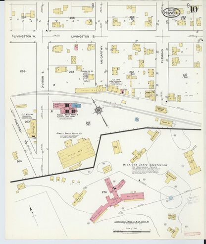 Sanborn Fire Insurance Map from Howell, Livingston County, Michigan (1916), Sheet #0010 - Complete Map Set gallery image, historic Sanborn map, vintage wall art, Michigan Michigan