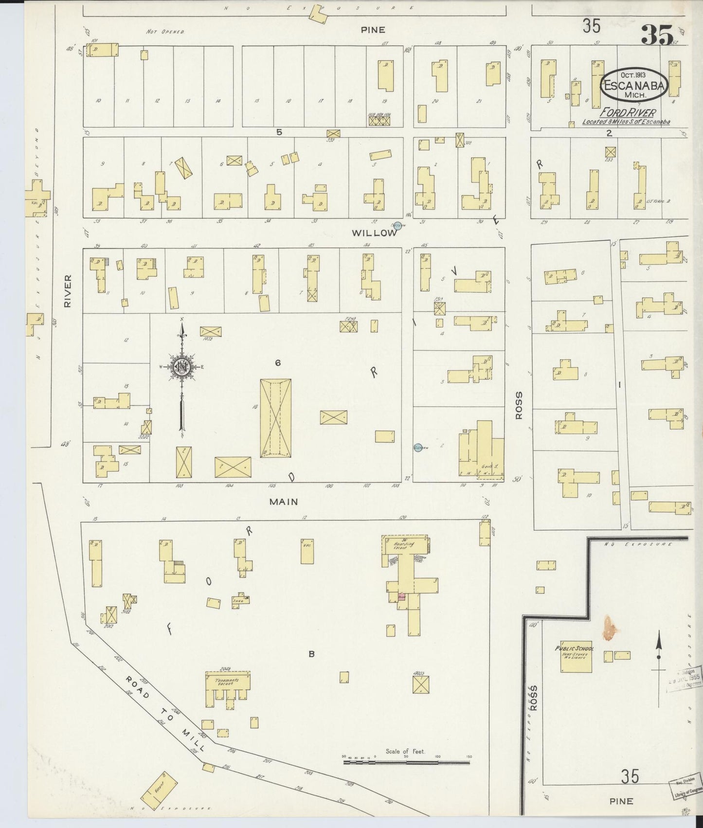 Sanborn Fire Insurance Map from Escanaba, Delta County, Michigan (1913), Sheet #0035 - Complete Map Set gallery image, historic Sanborn map, vintage wall art, Michigan Michigan
